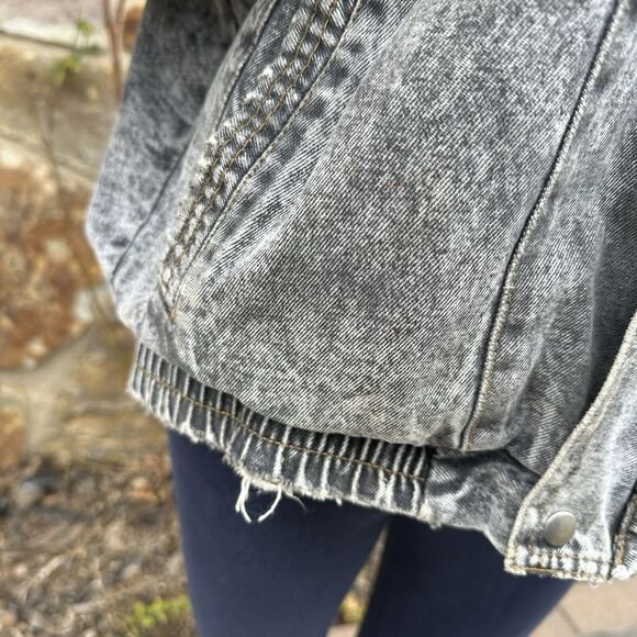 Vintage Joe Borders Squadron Mens XL Jacket Denim Full Zip Distressed Washed - Picture 5 of 15